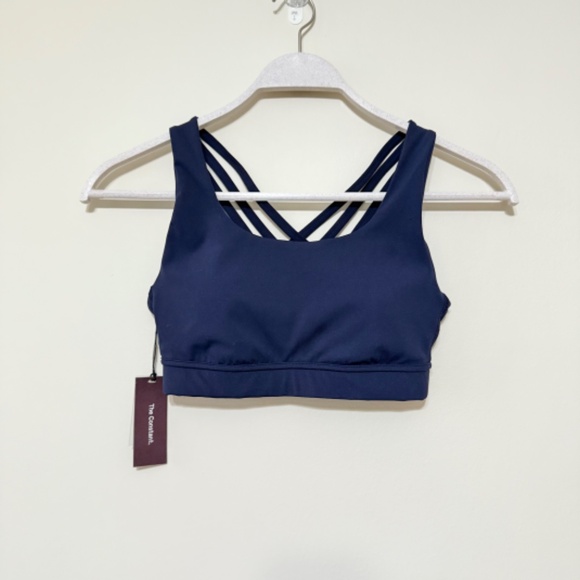 Aritzia Sports Bra Cross Back Strap Full Coverage Padded Navy Blue - Picture 2 of 4